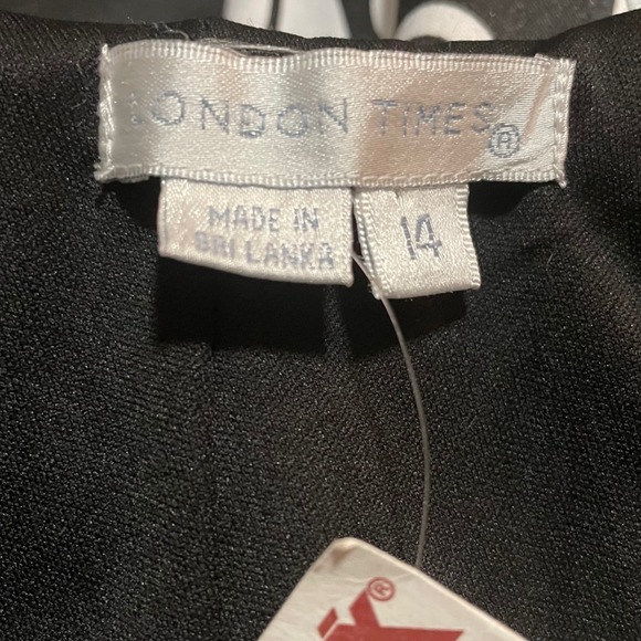 NEW London Times Sheath Dress Black & White Scroll Print Knee Length Party Sz 14 - Picture 7 of 8